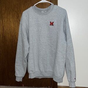 Champion Light Gray Crewneck Men's Sweater: Miami University